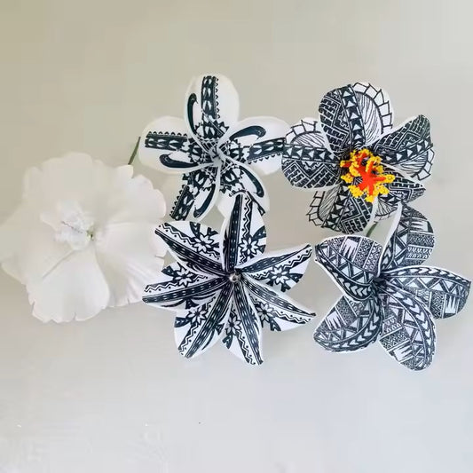 White Tribal Plumeria flower hair/ear pins